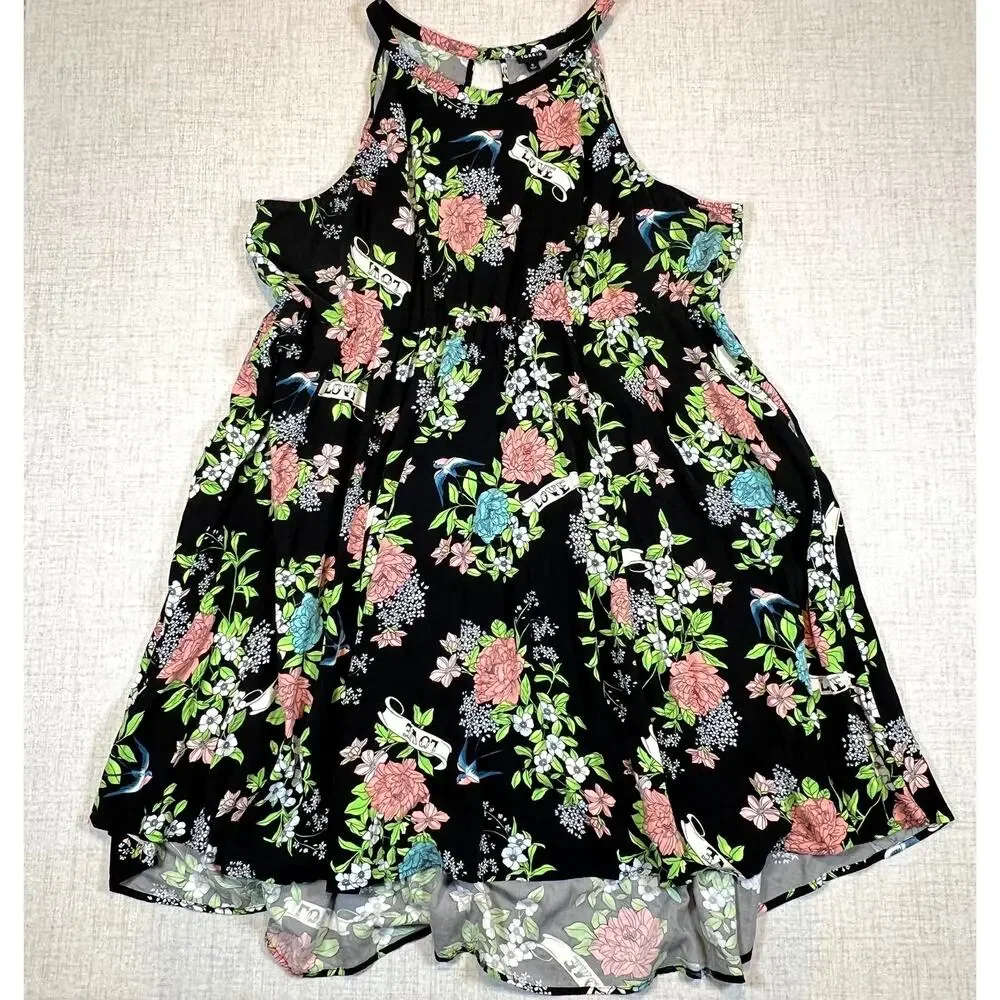 Torrid "Love" Floral Bird Print Halter High Low Dress Women's 5x | Torrid size 5 - Picture 1 of 12